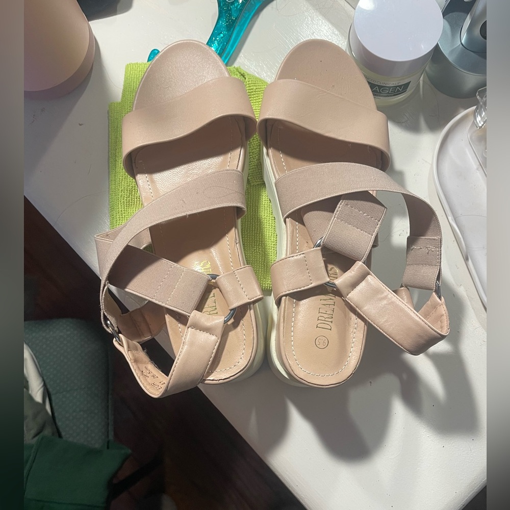 Tan platform sandals